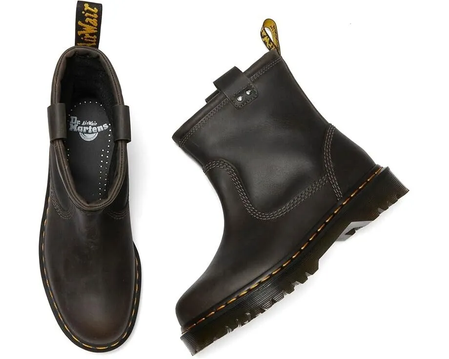 Dr. Martens Anistone Lo Leather Biker Boot Unisex Size M11/W12 Grey Boots FZP090 (UK 10 (US Men's 11, Women's 12),Gray)