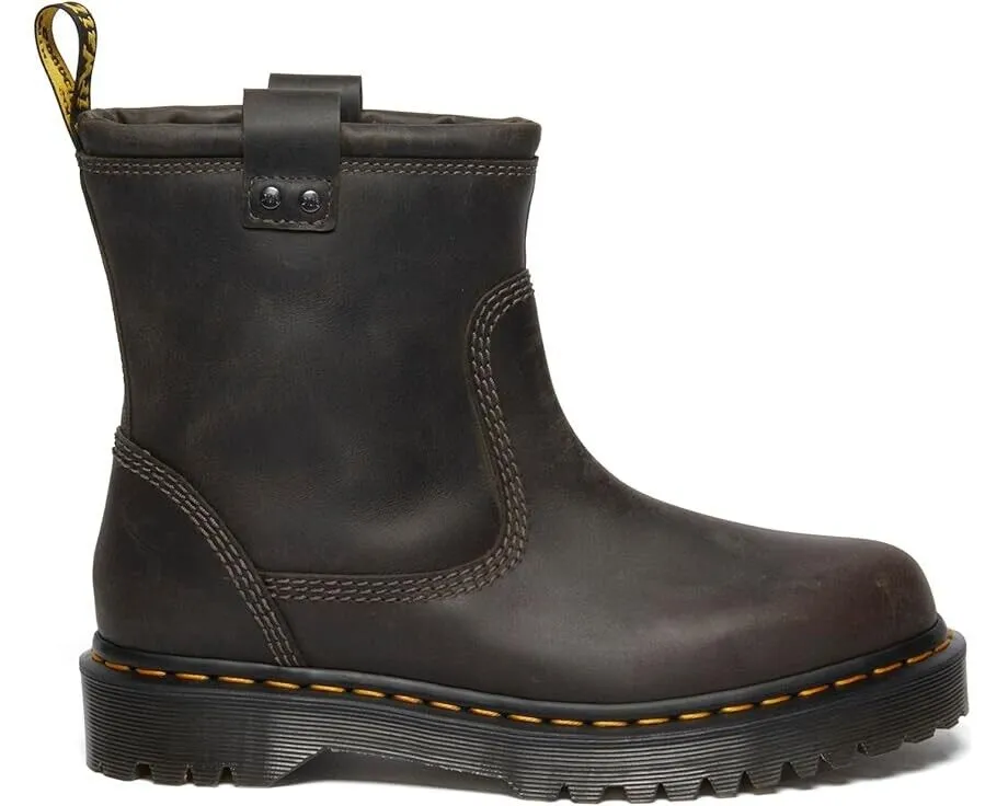 Dr. Martens Anistone Lo Leather Biker Boot Unisex Size M11/W12 Grey Boots FZP090 (UK 10 (US Men's 11, Women's 12),Gray)