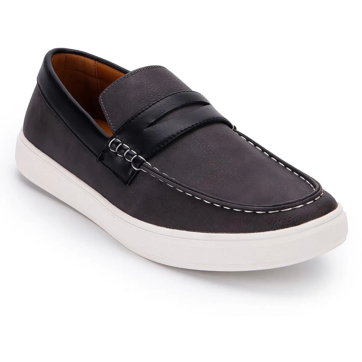 Drift Mens Faux Leather Slip On Boat Shoes