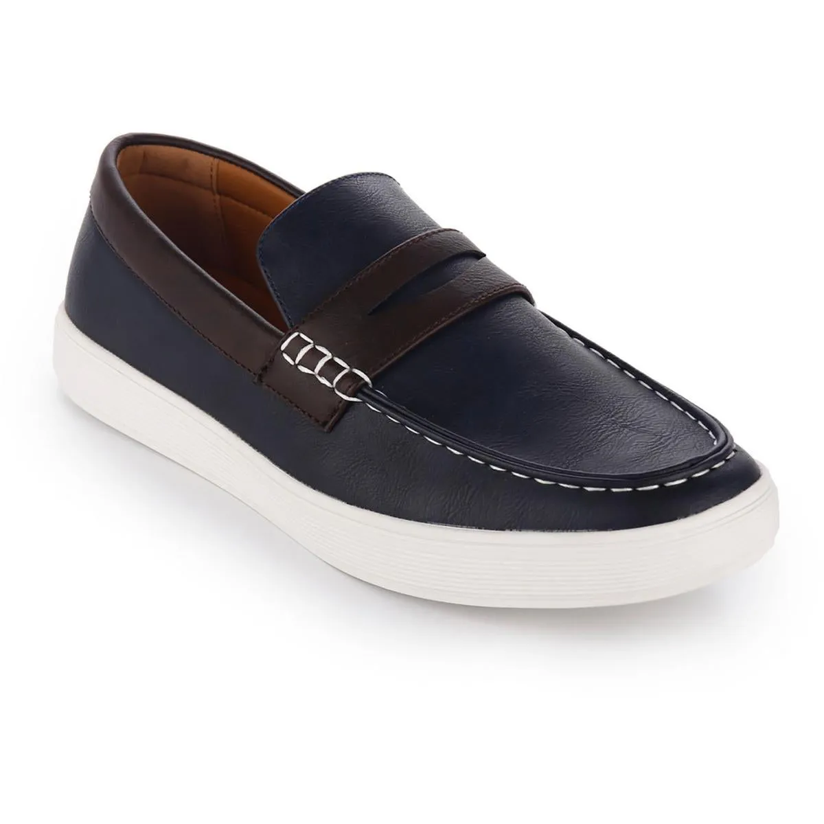 Drift Mens Faux Leather Slip On Boat Shoes