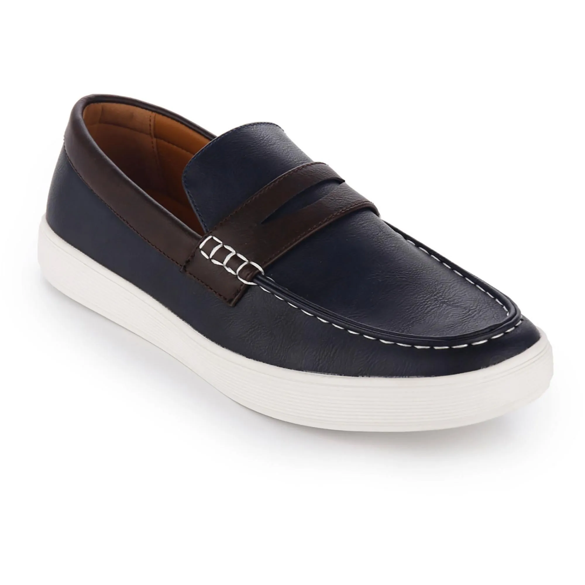 Drift Mens Faux Leather Slip On Boat Shoes