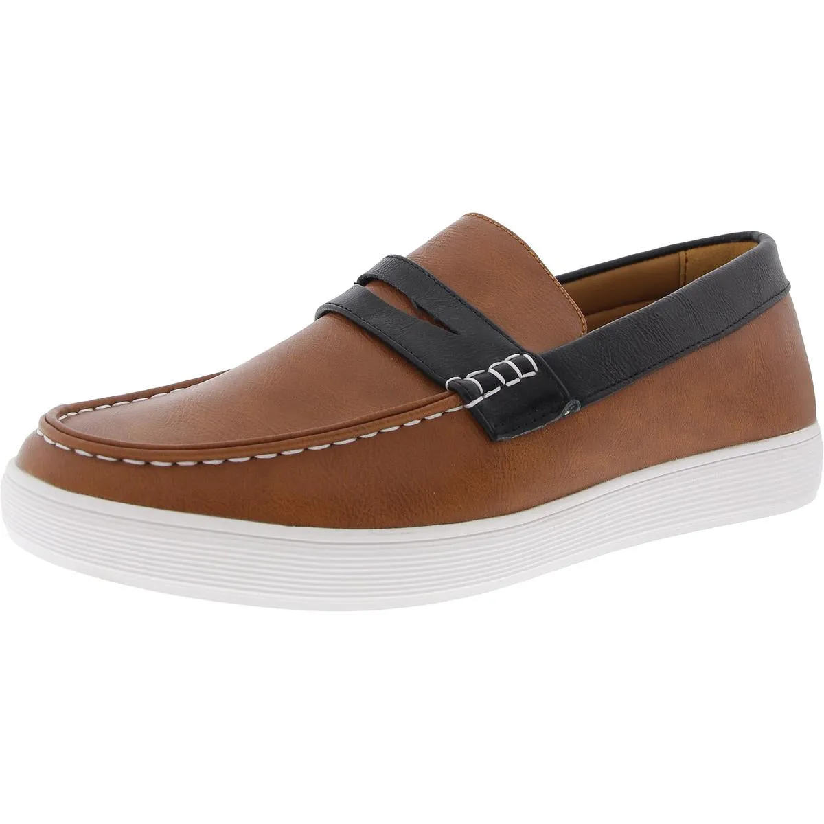 Drift Mens Faux Leather Slip On Boat Shoes