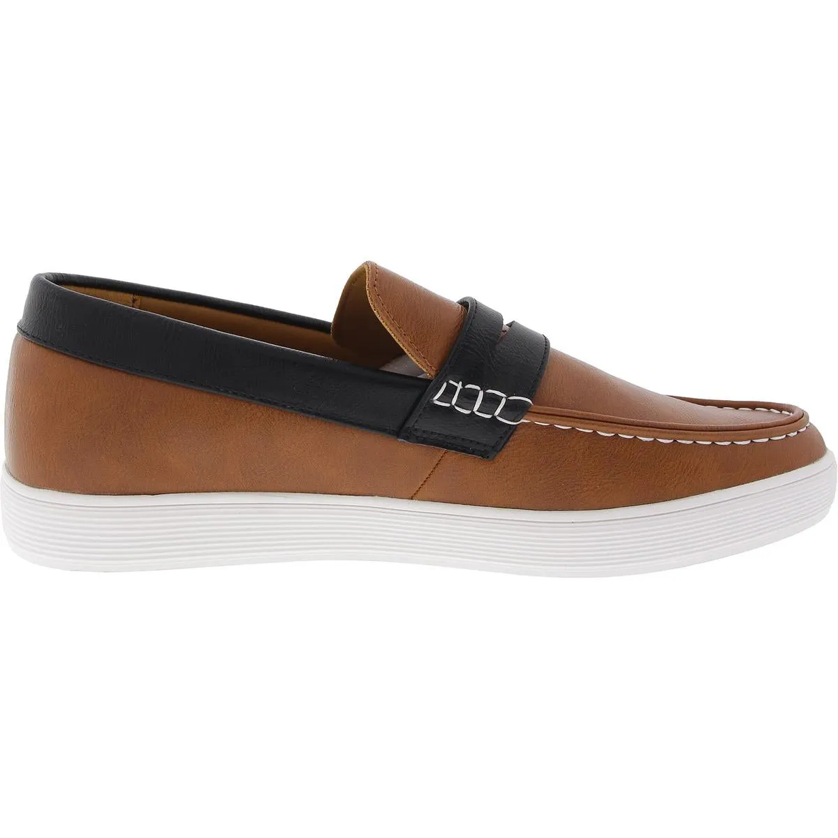 Drift Mens Faux Leather Slip On Boat Shoes