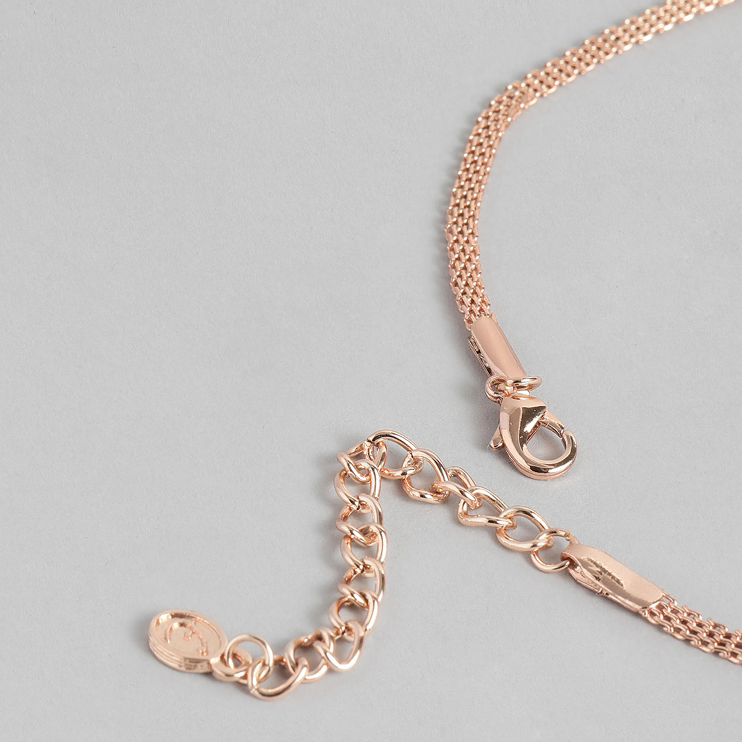 Estele Rose Gold Plated CZ Dazzling Necklace Set for Women