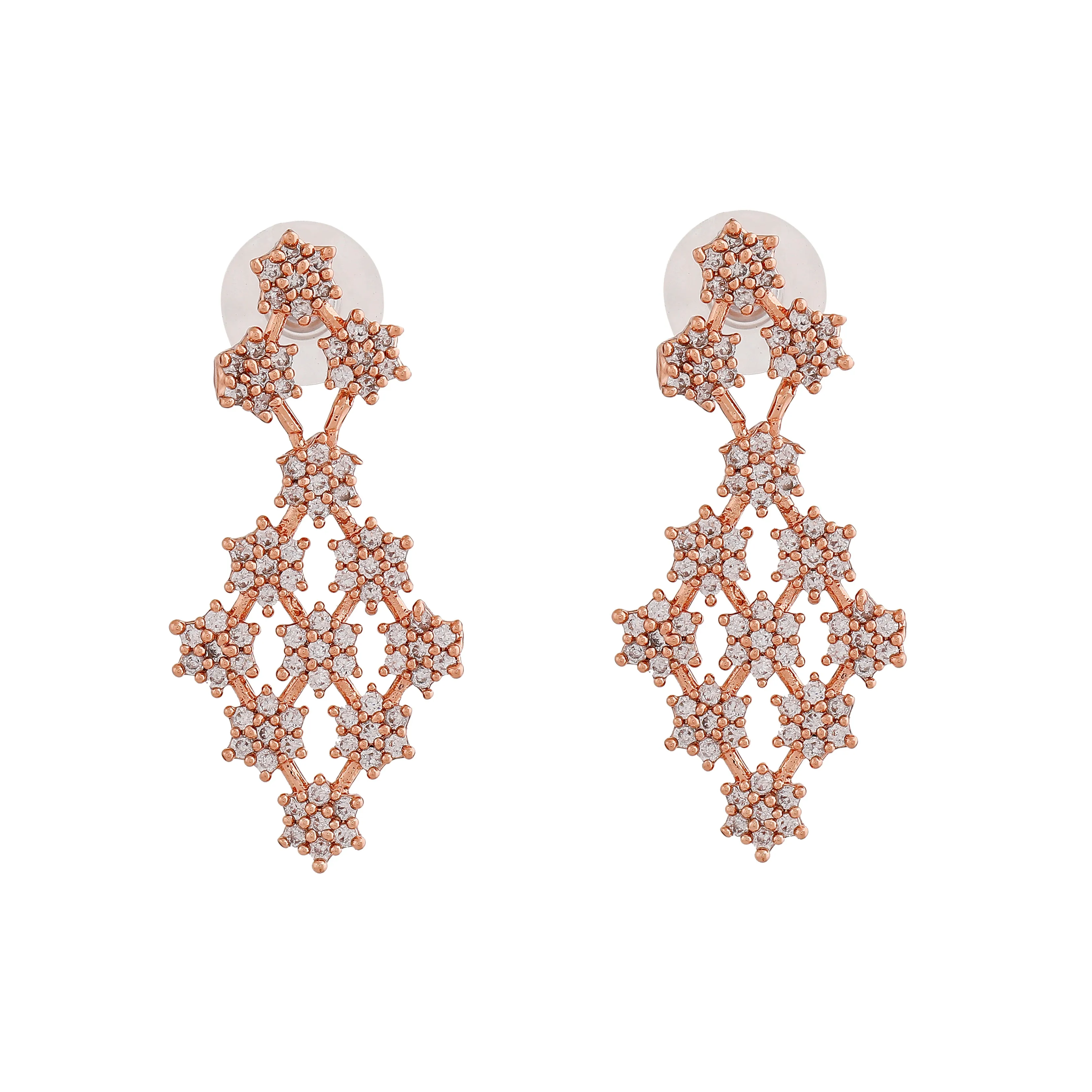 Estele Rose Gold Plated CZ Dazzling Necklace Set for Women