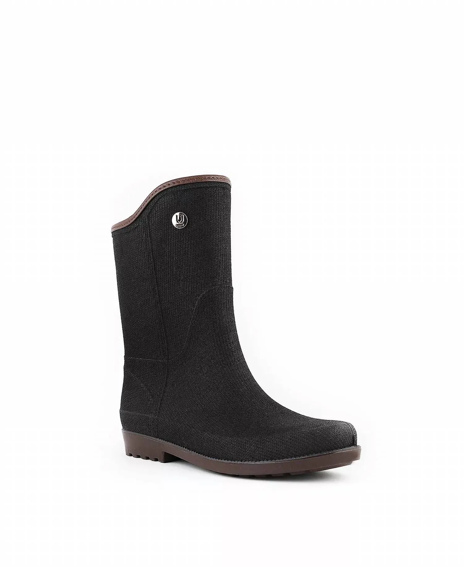 Fabric Touch Rain Boots In Black