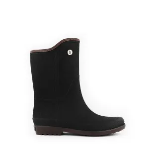 Fabric Touch Rain Boots In Black