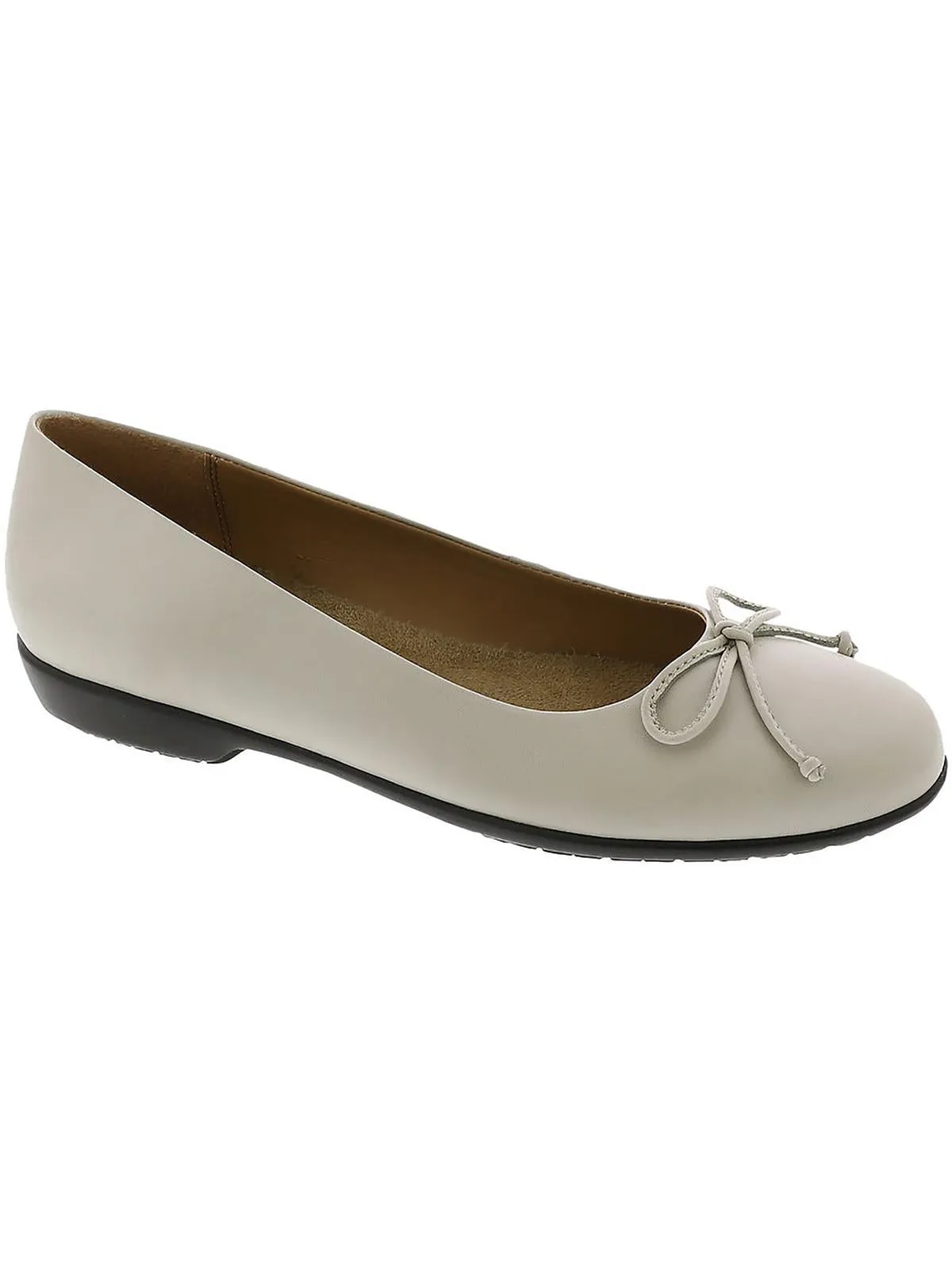 Farrah Womens Leather Bow Ballet Flats