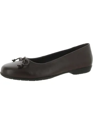 Farrah Womens Leather Bow Ballet Flats