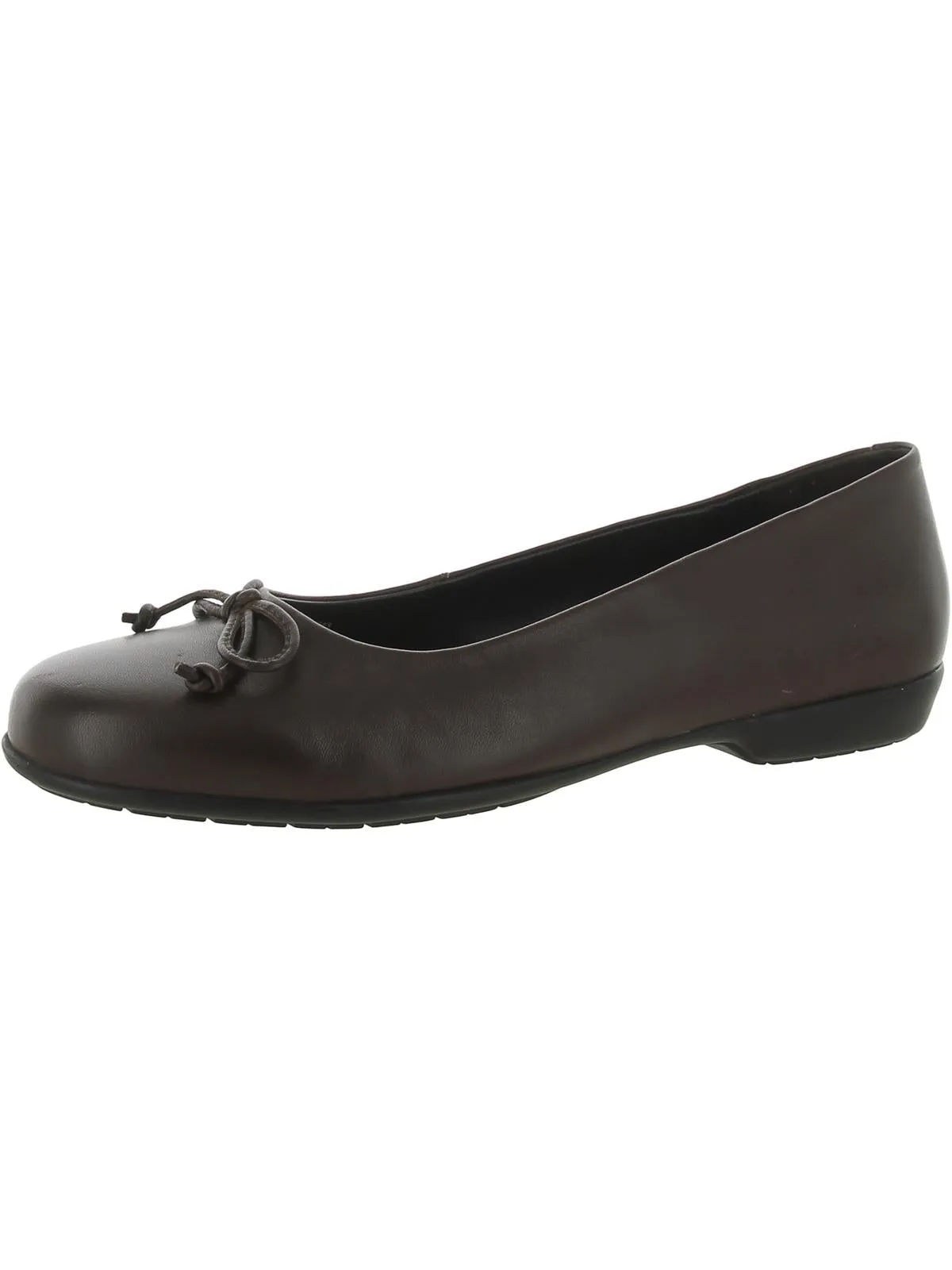Farrah Womens Leather Bow Ballet Flats