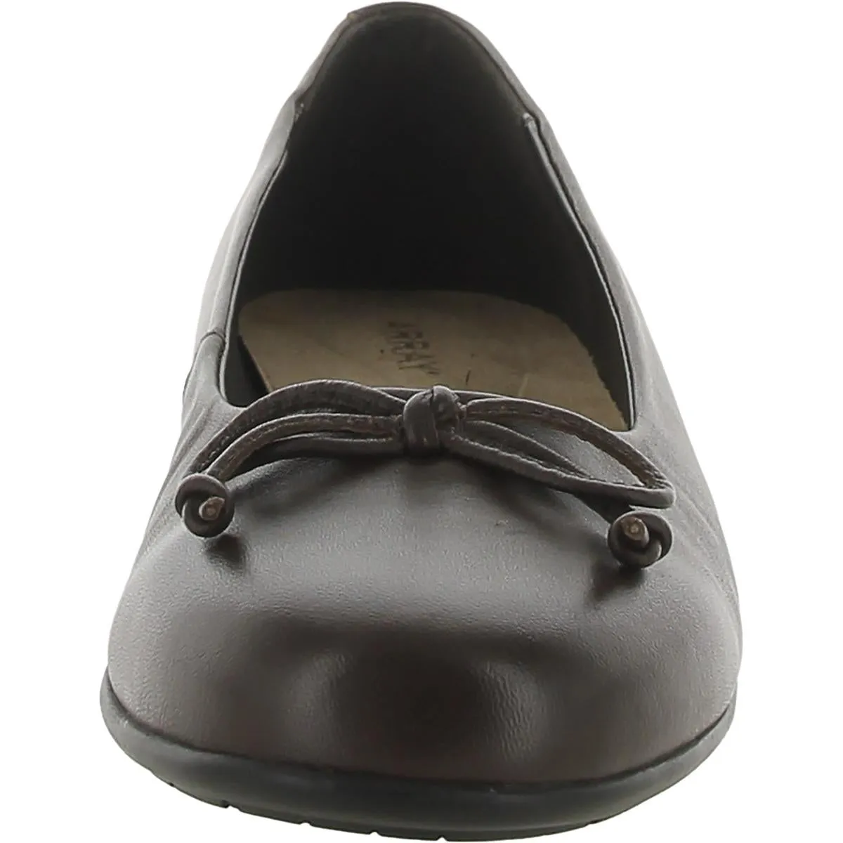 Farrah Womens Leather Bow Ballet Flats