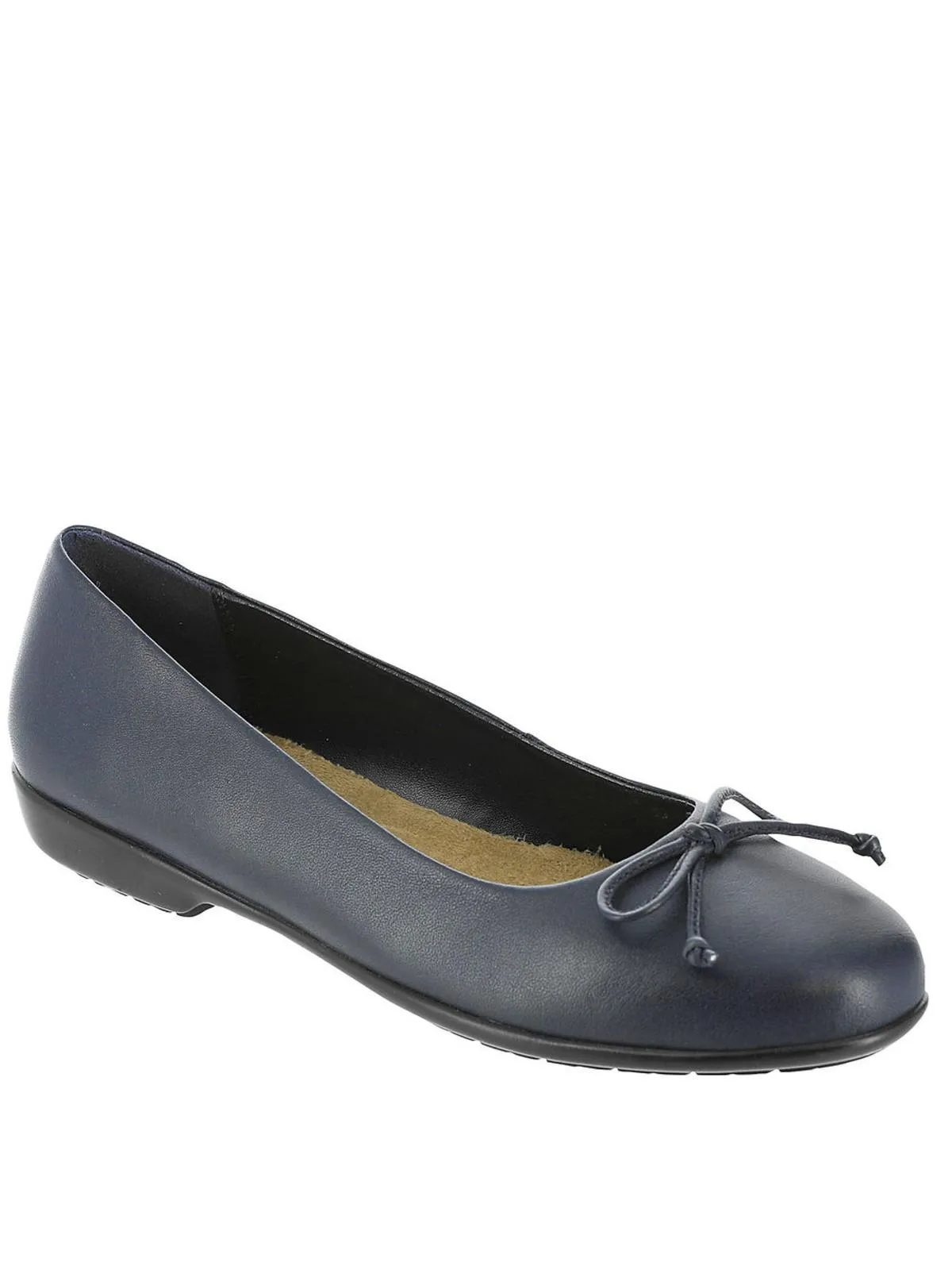 Farrah Womens Leather Bow Ballet Flats