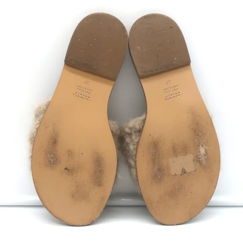 Gabriela Hearst Ballast Boucle Cashmere Slide Sandals Taupe Size 37