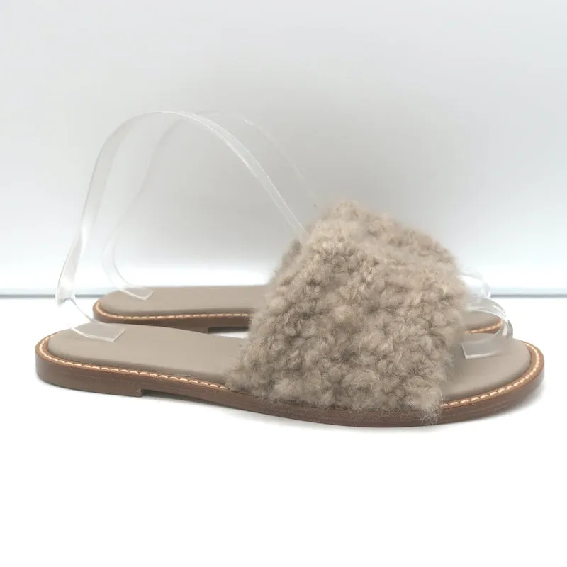 Gabriela Hearst Ballast Boucle Cashmere Slide Sandals Taupe Size 37