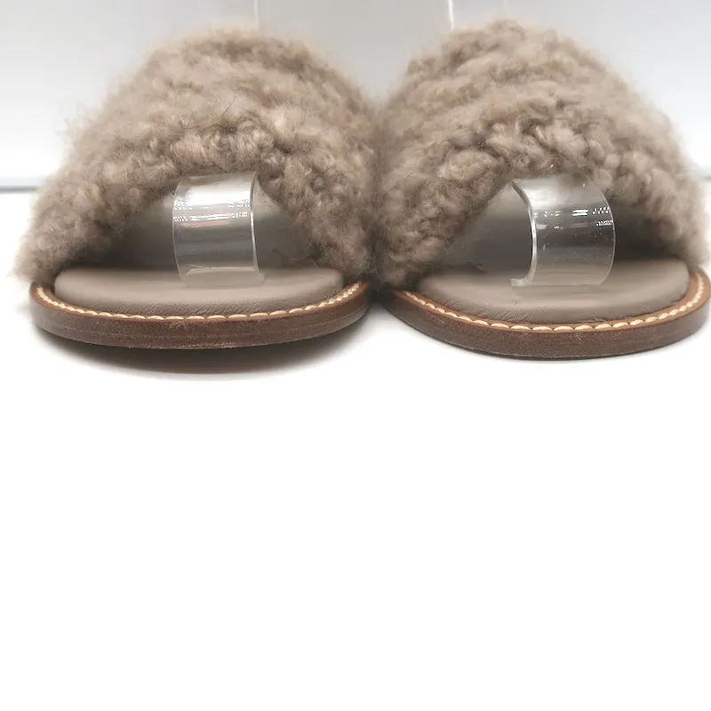 Gabriela Hearst Ballast Boucle Cashmere Slide Sandals Taupe Size 37