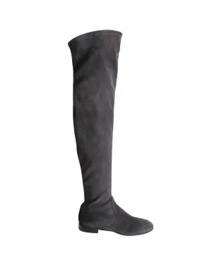 Gianvito Rossi Felder Flat Over-the-Knee Boots in Grey Suede