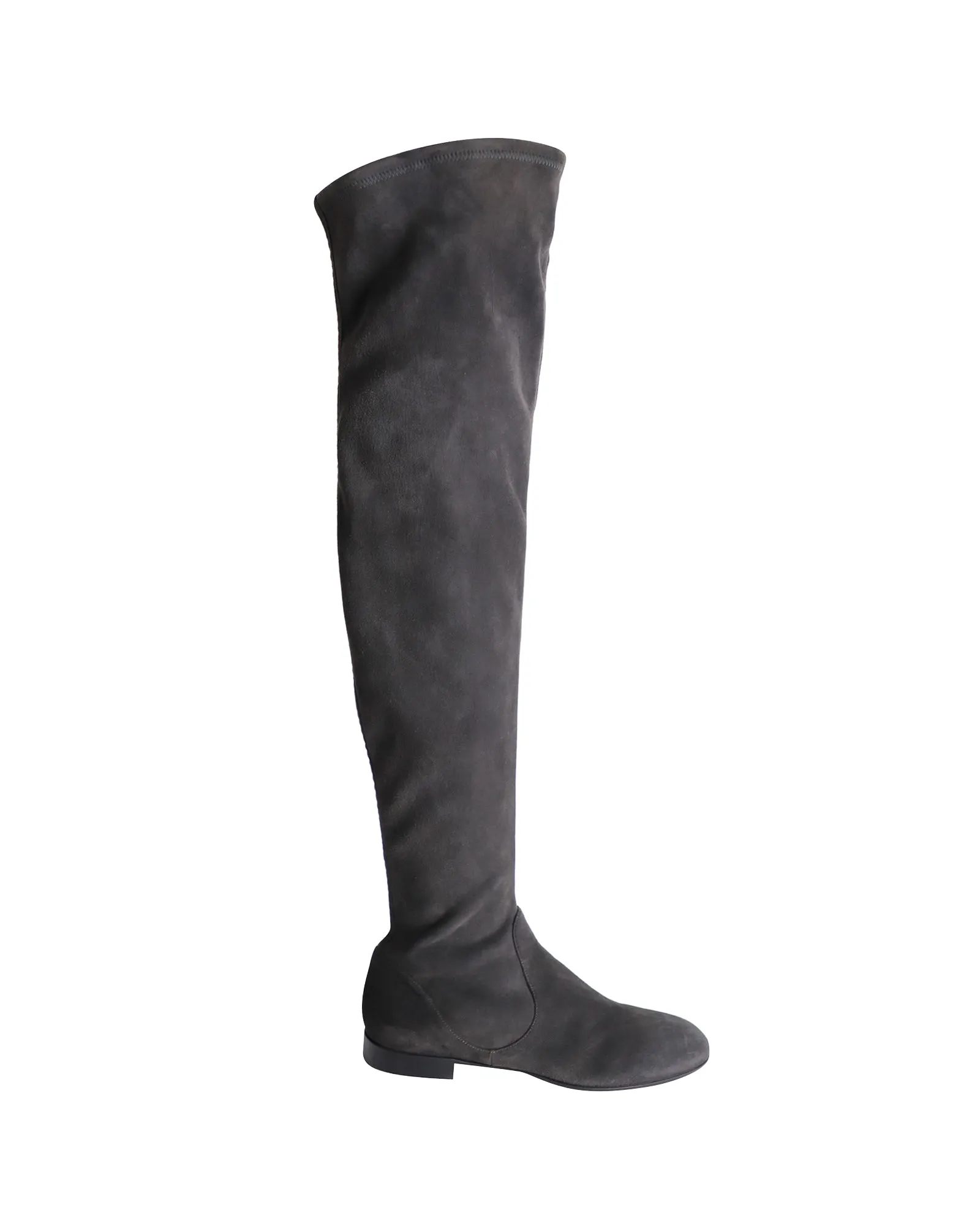 Gianvito Rossi Felder Flat Over-the-Knee Boots in Grey Suede