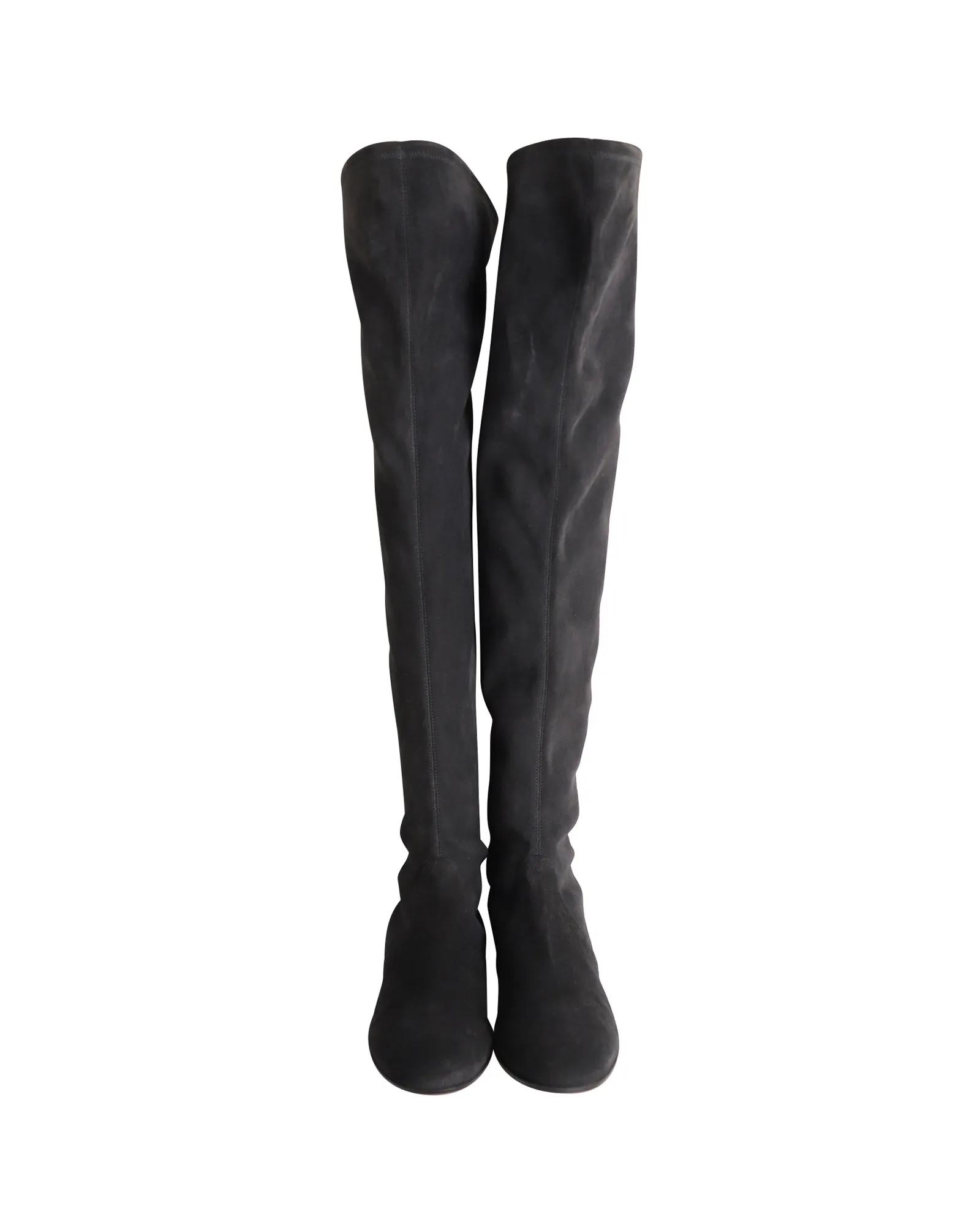 Gianvito Rossi Felder Flat Over-the-Knee Boots in Grey Suede