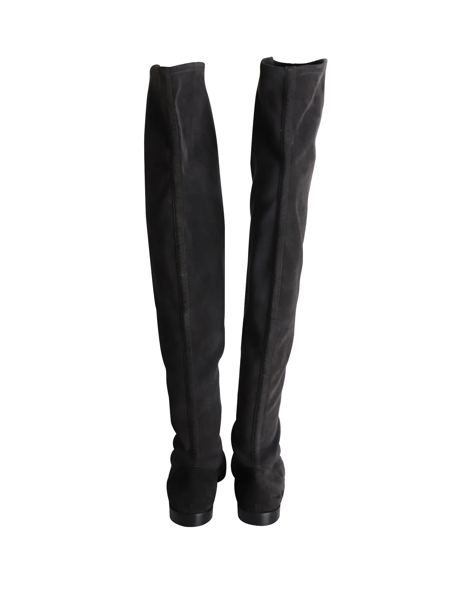 Gianvito Rossi Felder Flat Over-the-Knee Boots in Grey Suede
