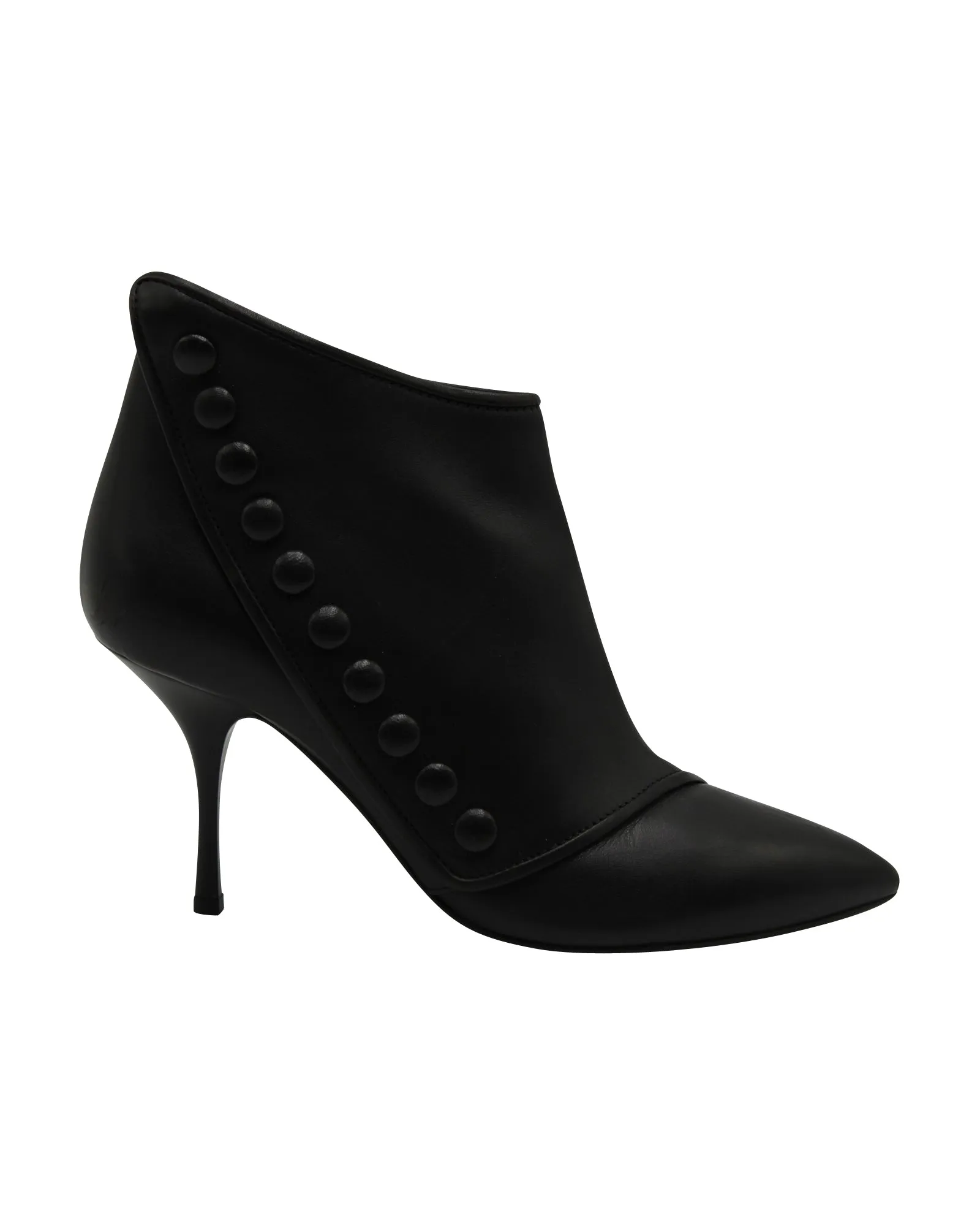 Giuseppe Zanotti Buttoned Ankle Heel Boots in Black Leather