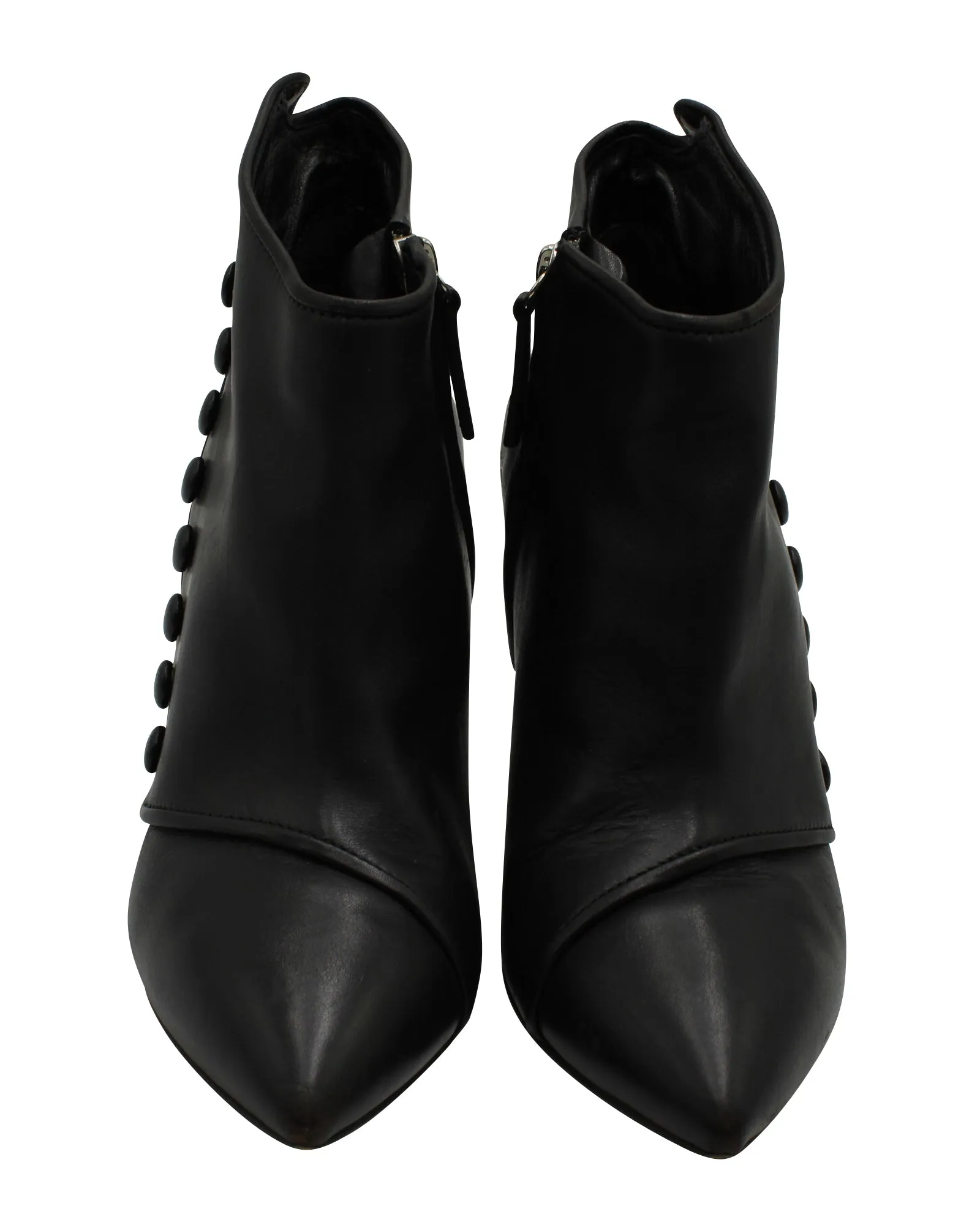 Giuseppe Zanotti Buttoned Ankle Heel Boots in Black Leather