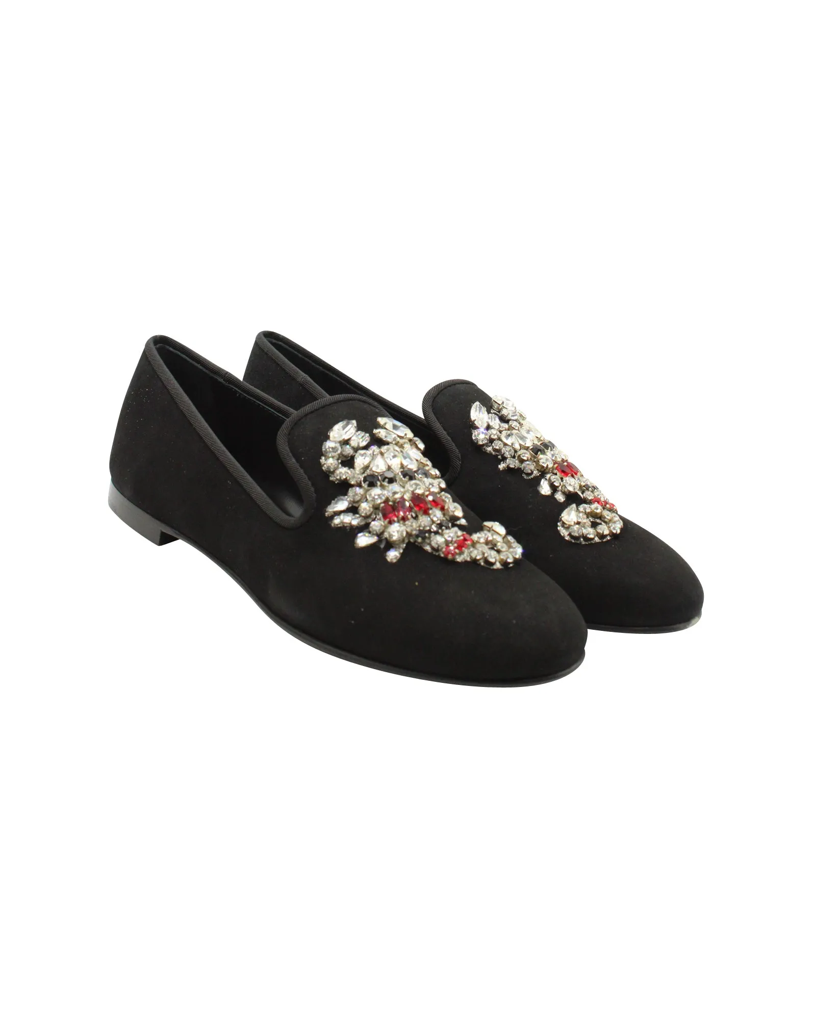 Giuseppe Zanotti Embellished Scorpion Loafers in Black Suede
