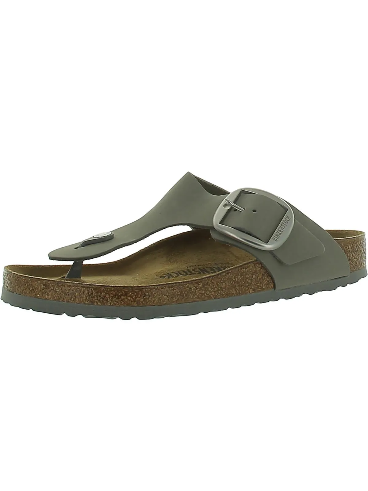 Gizeh Big Buckle Womens Leather Thong Slide Sandals