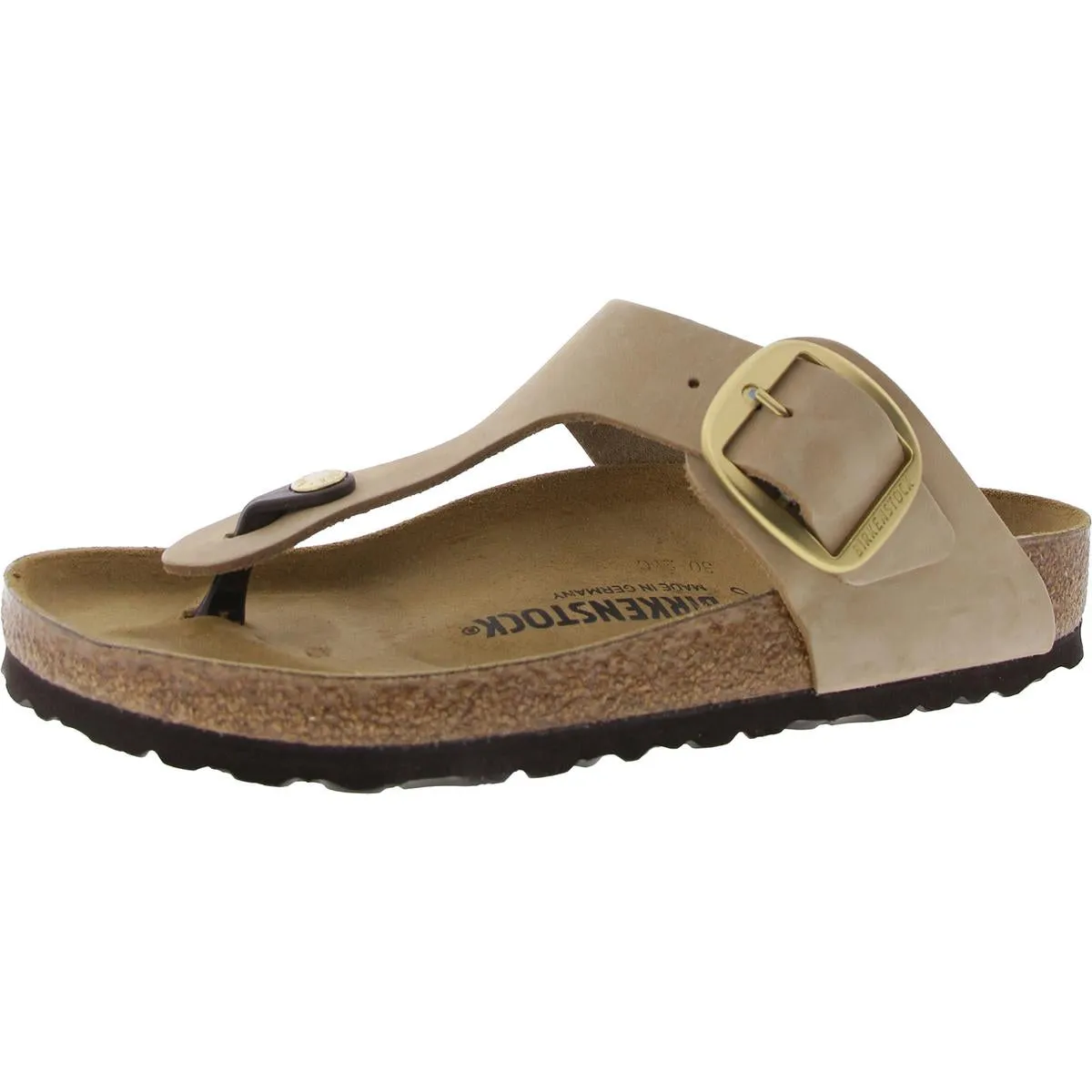 Gizeh Big Buckle Womens Leather Thong Slide Sandals