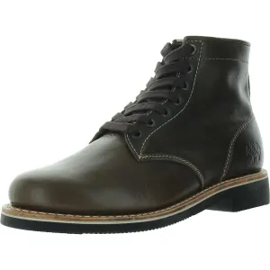 Gobi Mens Slip Resistant Leather Combat & Lace-Up Boots