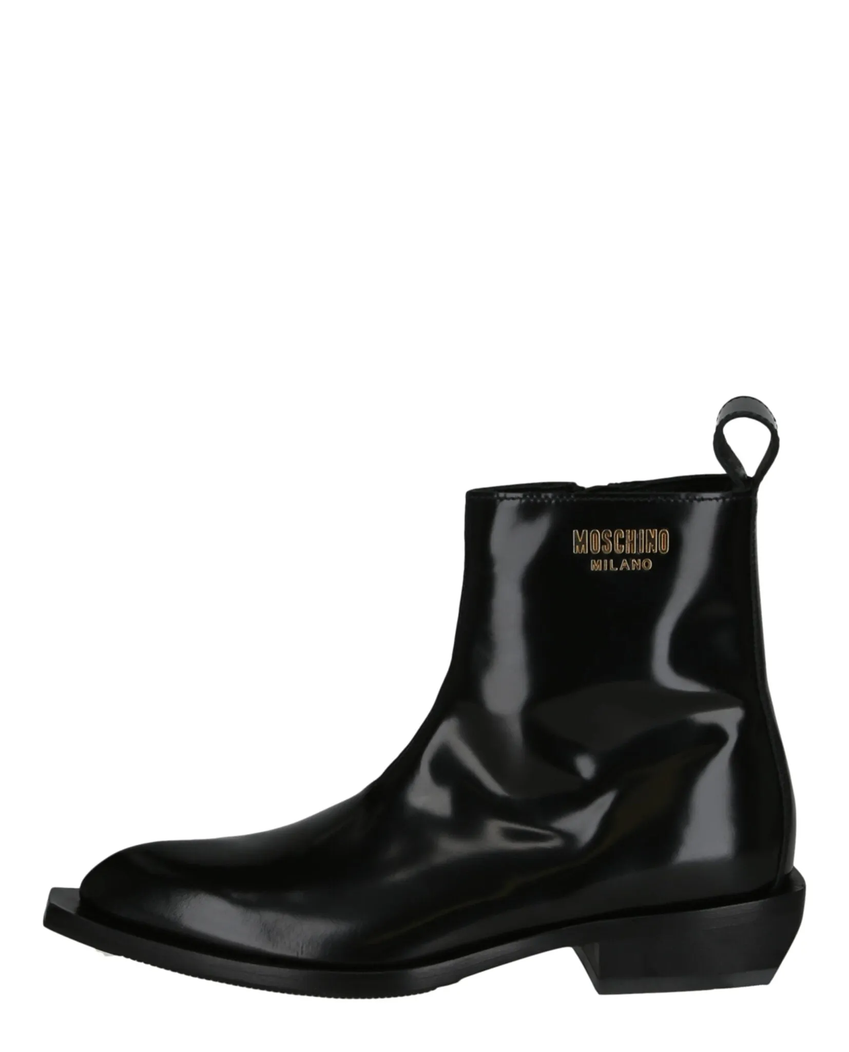 Gold Lettering Logo Ankle Boots