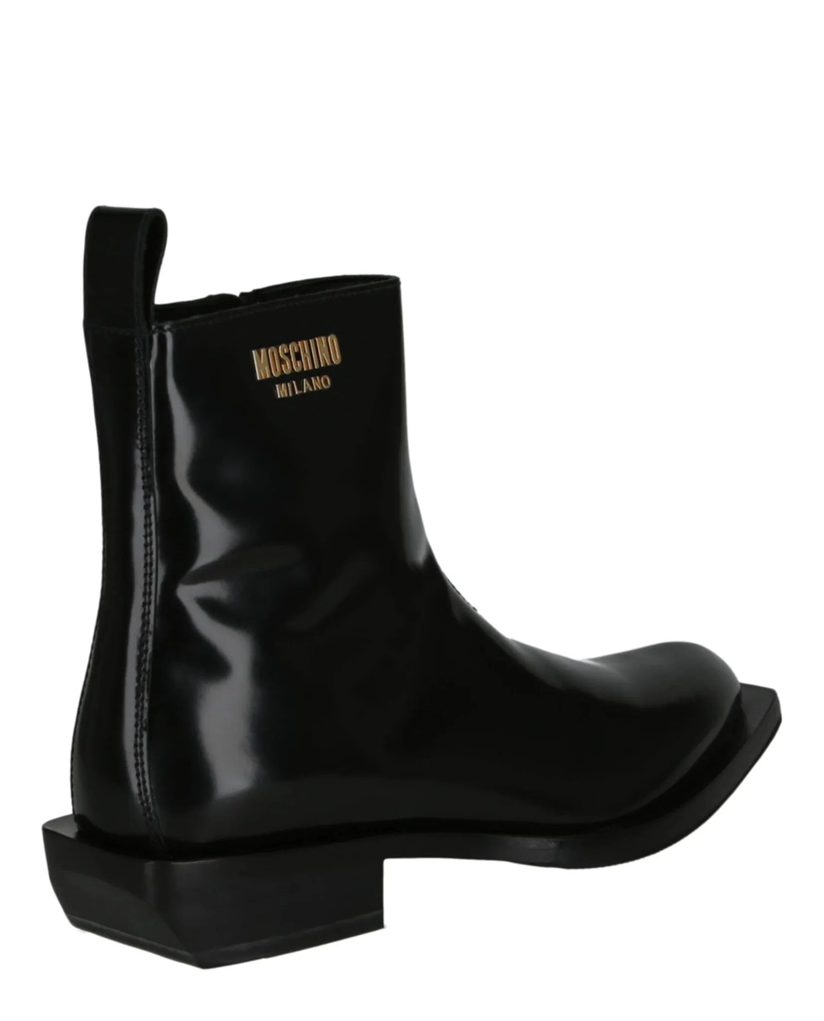 Gold Lettering Logo Ankle Boots