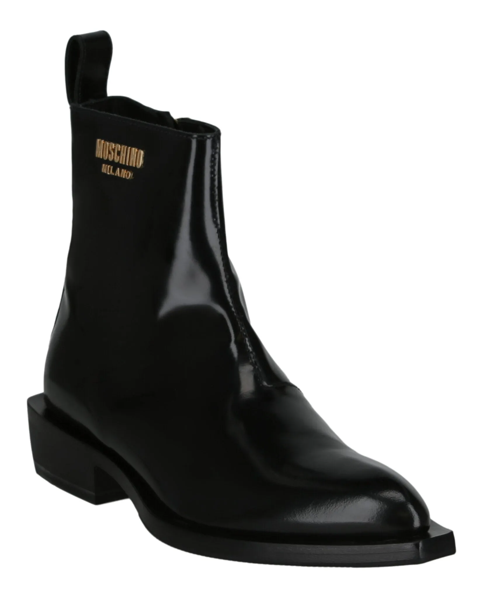 Gold Lettering Logo Ankle Boots