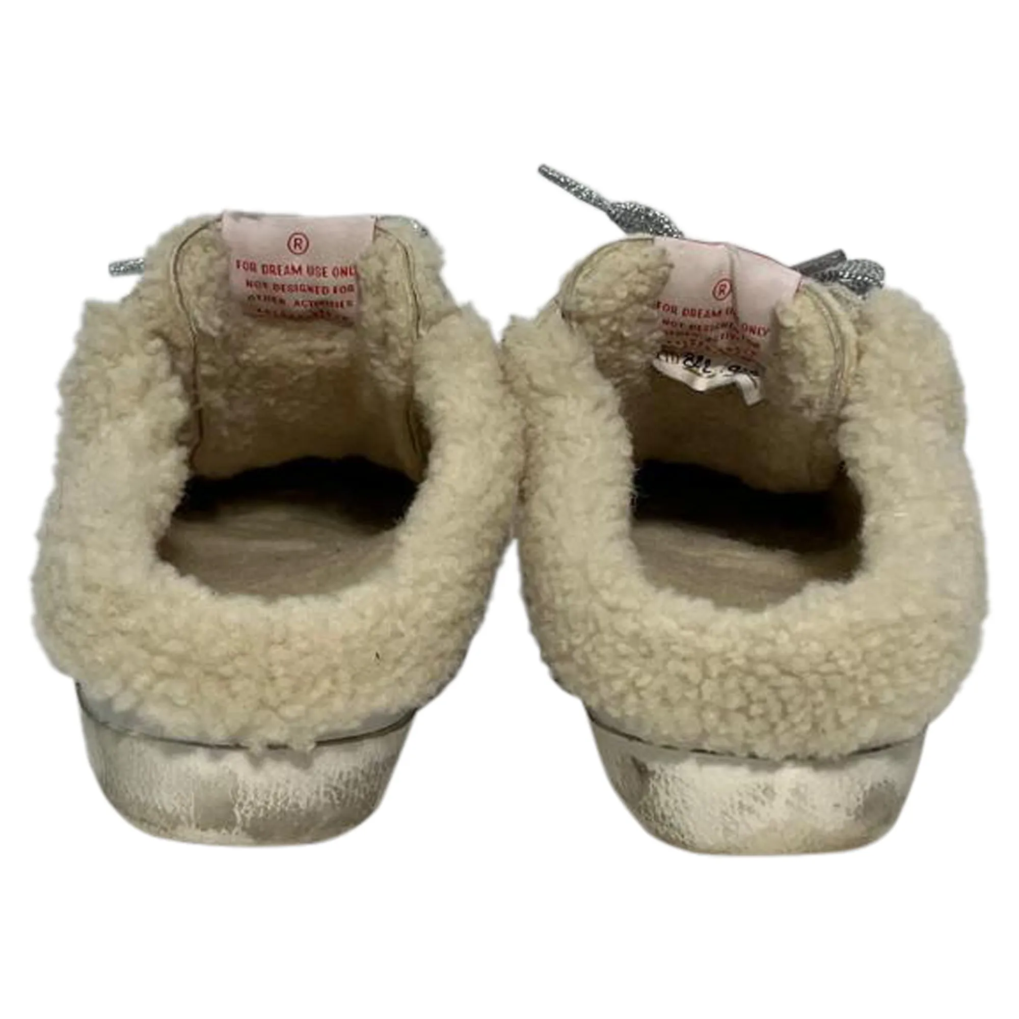 Golden Goose Super-Star Sabot Sheared Slip-On Sneakers in White Leather