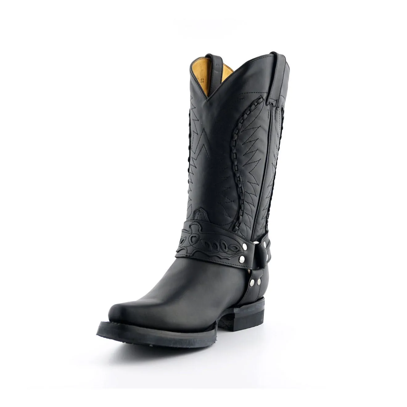 Grinders Mens Black Leather Cowboy Boot-Galveston