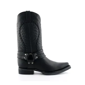 Grinders Mens Black Leather Cowboy Boot-Galveston