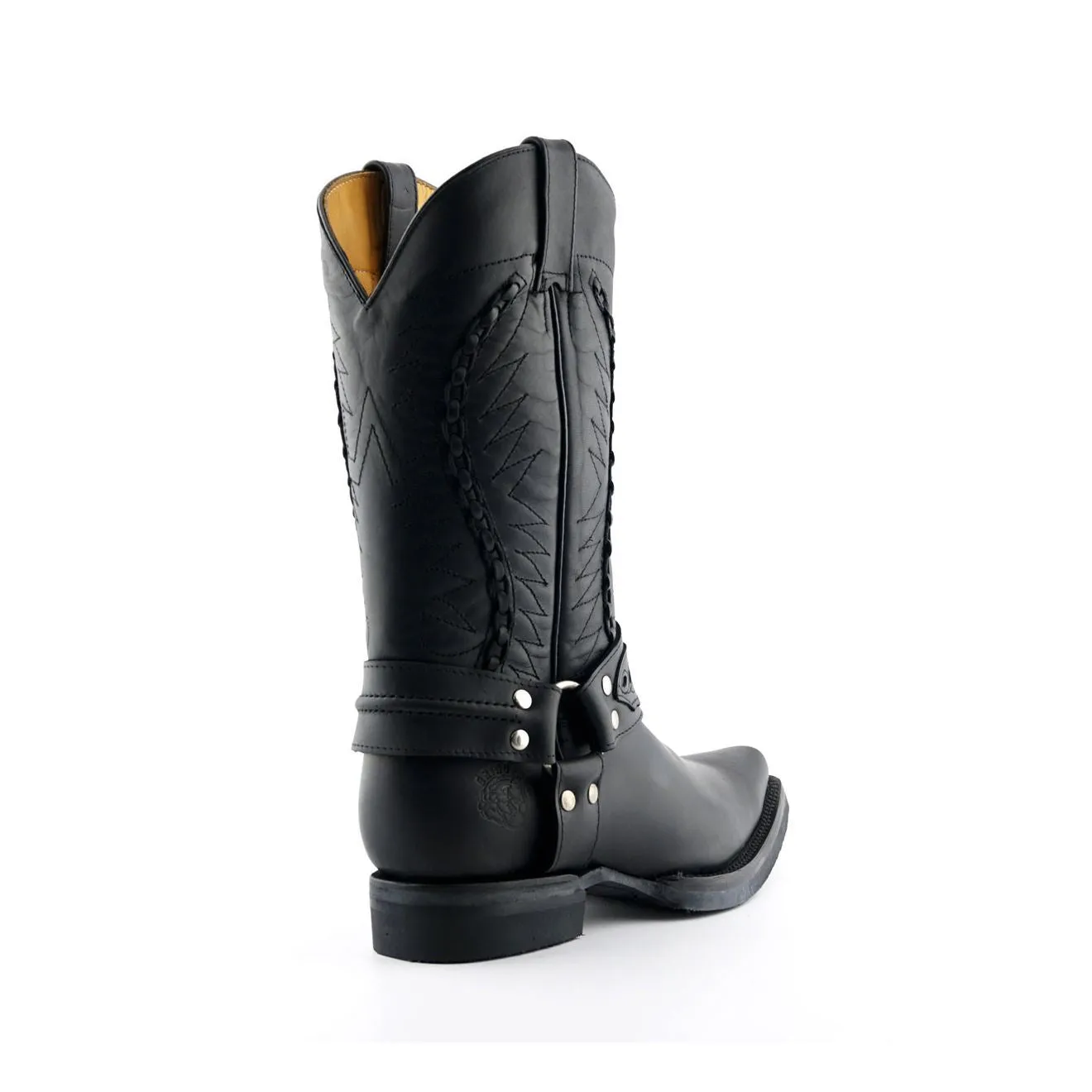 Grinders Mens Black Leather Cowboy Boot-Galveston