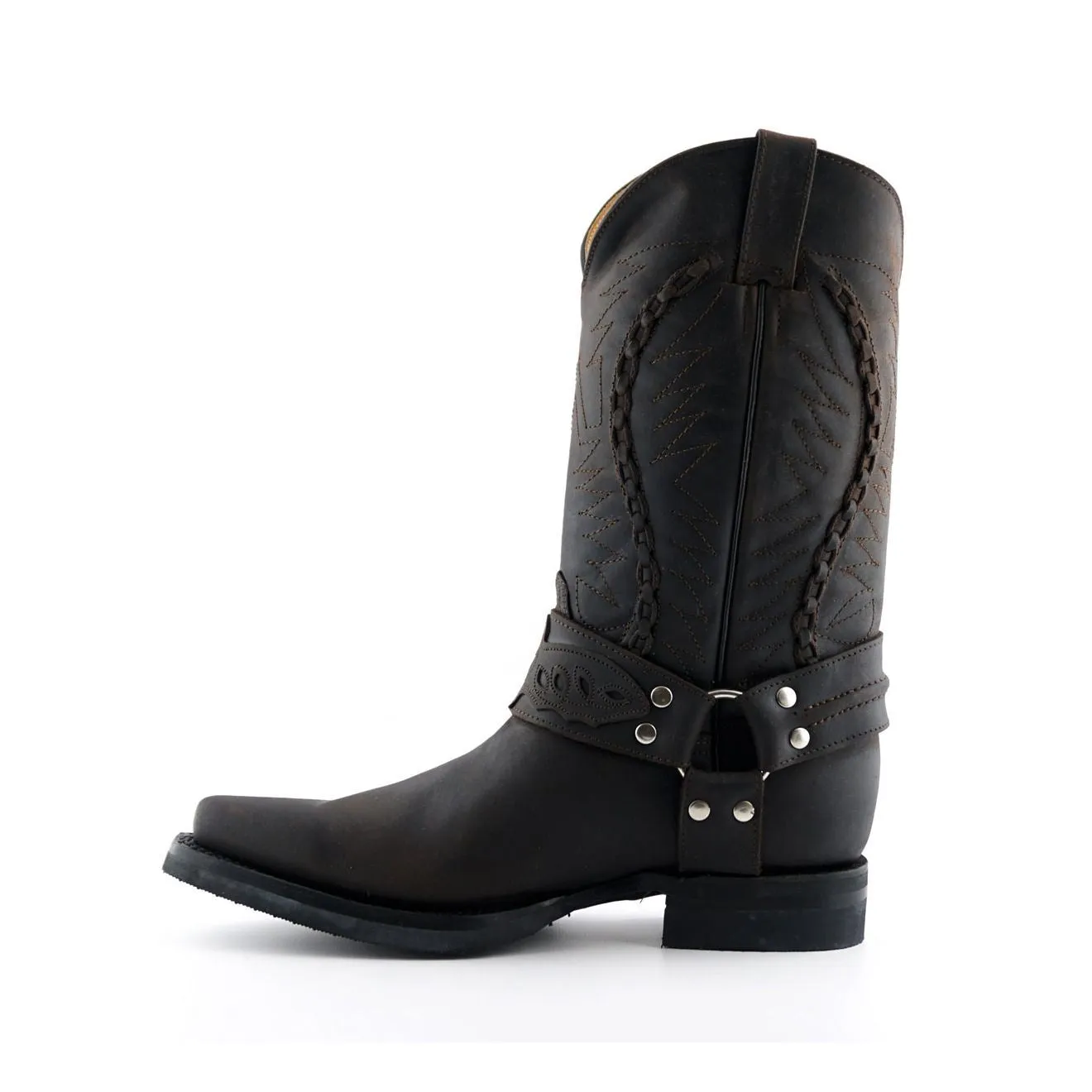 Grinders Mens Brown Leather Cowboy Boot-Galveston