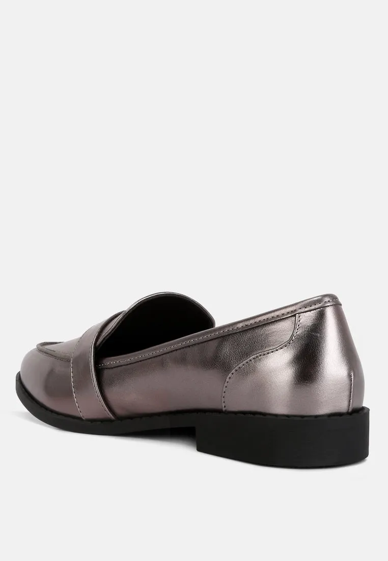 haruka metallic faux leather loafers