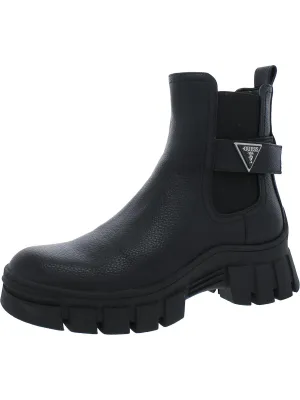 Hensly Womens Faux Leather Ankle Chelsea Boots