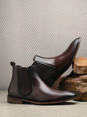 HITZ7121 Men's Brown Leather Casual Slip On Chelsea Boot