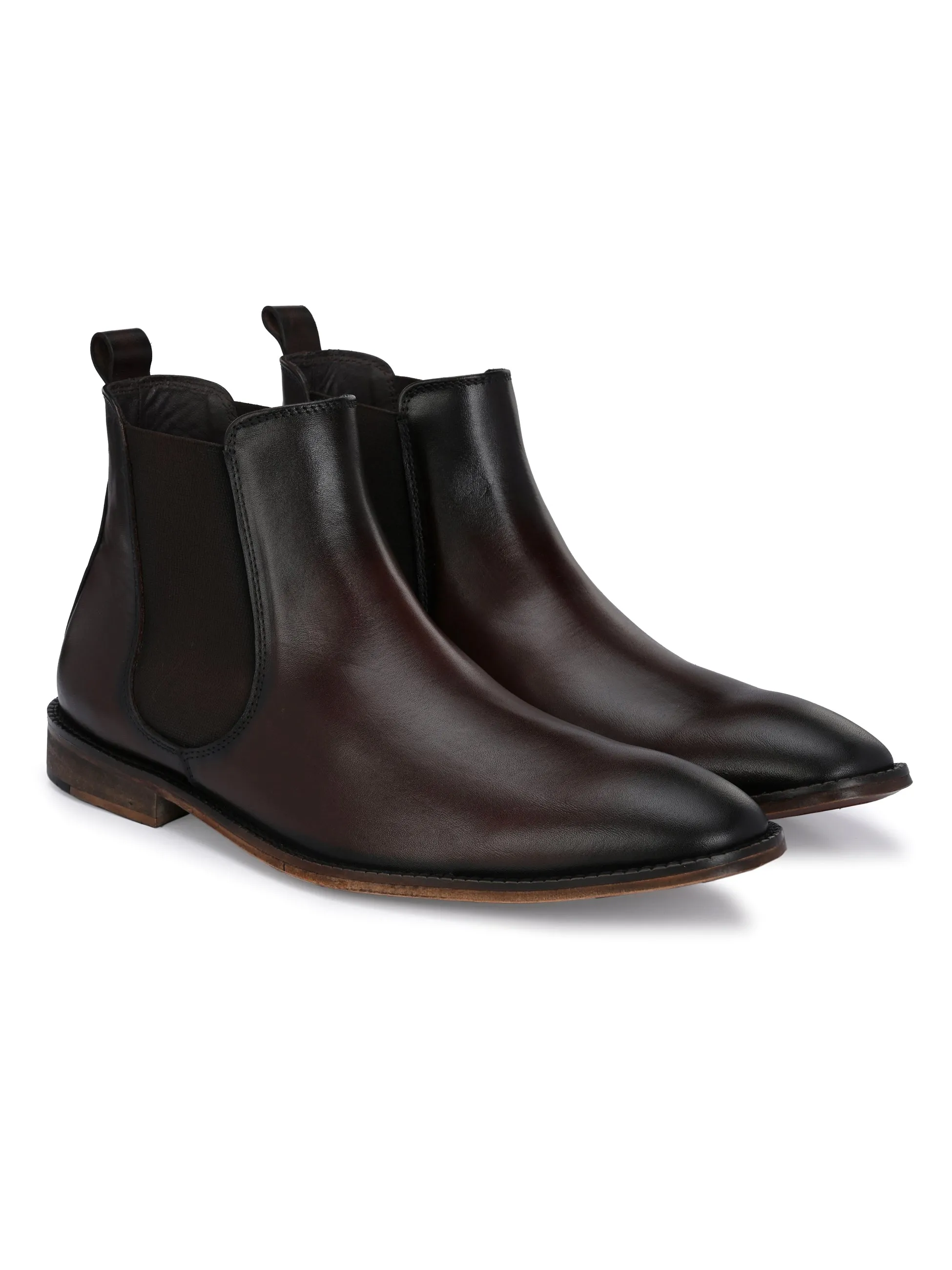 HITZ7121 Men's Brown Leather Casual Slip On Chelsea Boot
