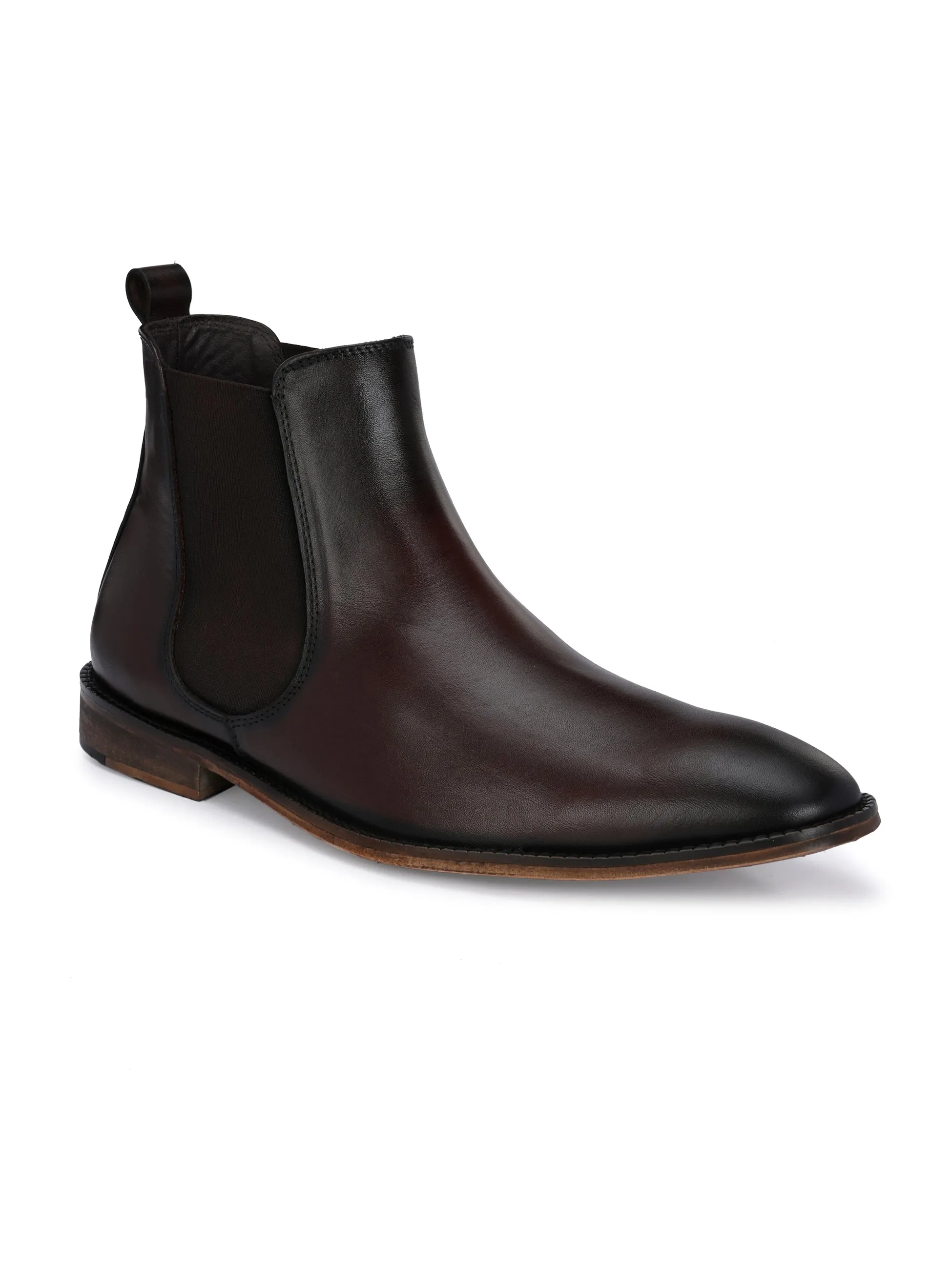 HITZ7121 Men's Brown Leather Casual Slip On Chelsea Boot