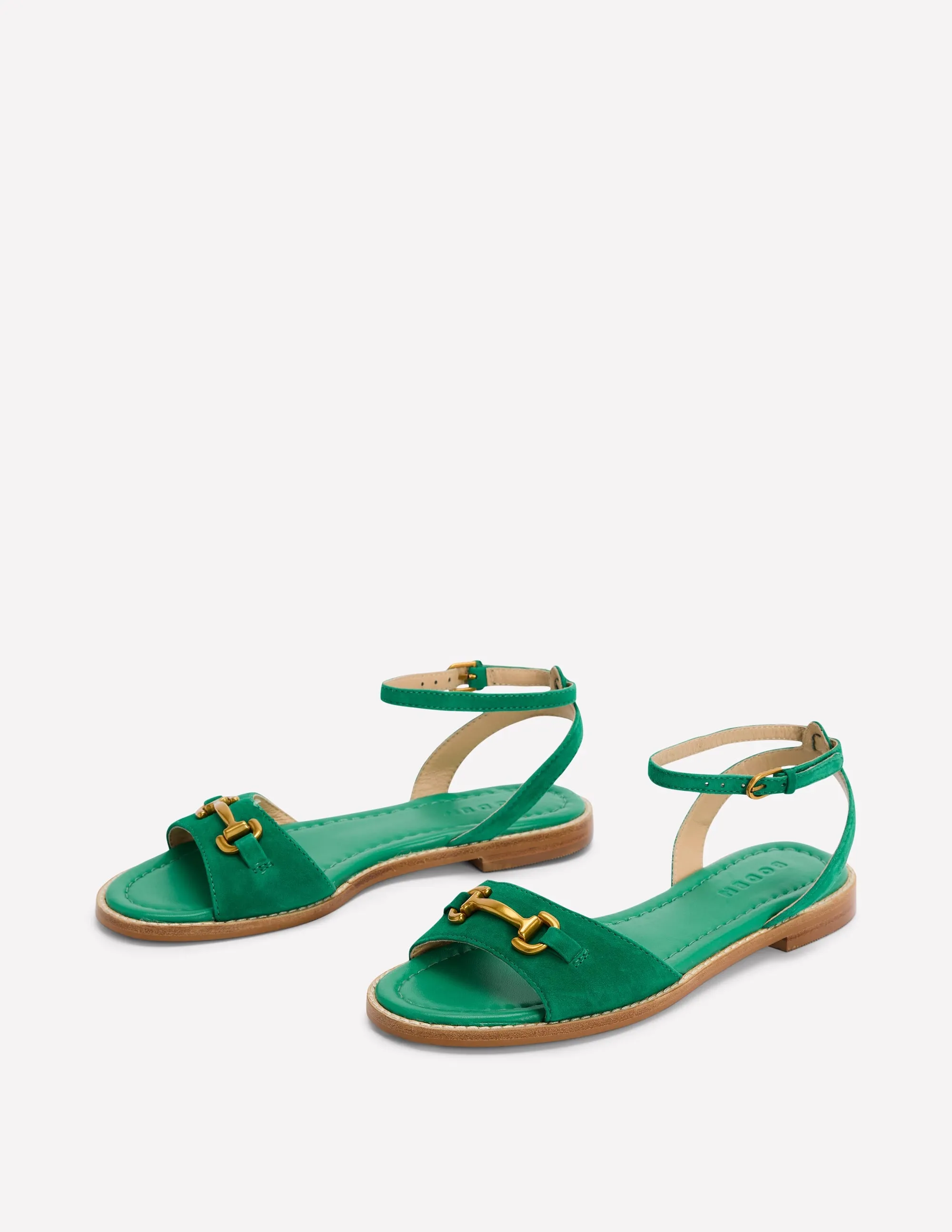 Iris Snaffle Flat Sandal-Rich Emerald