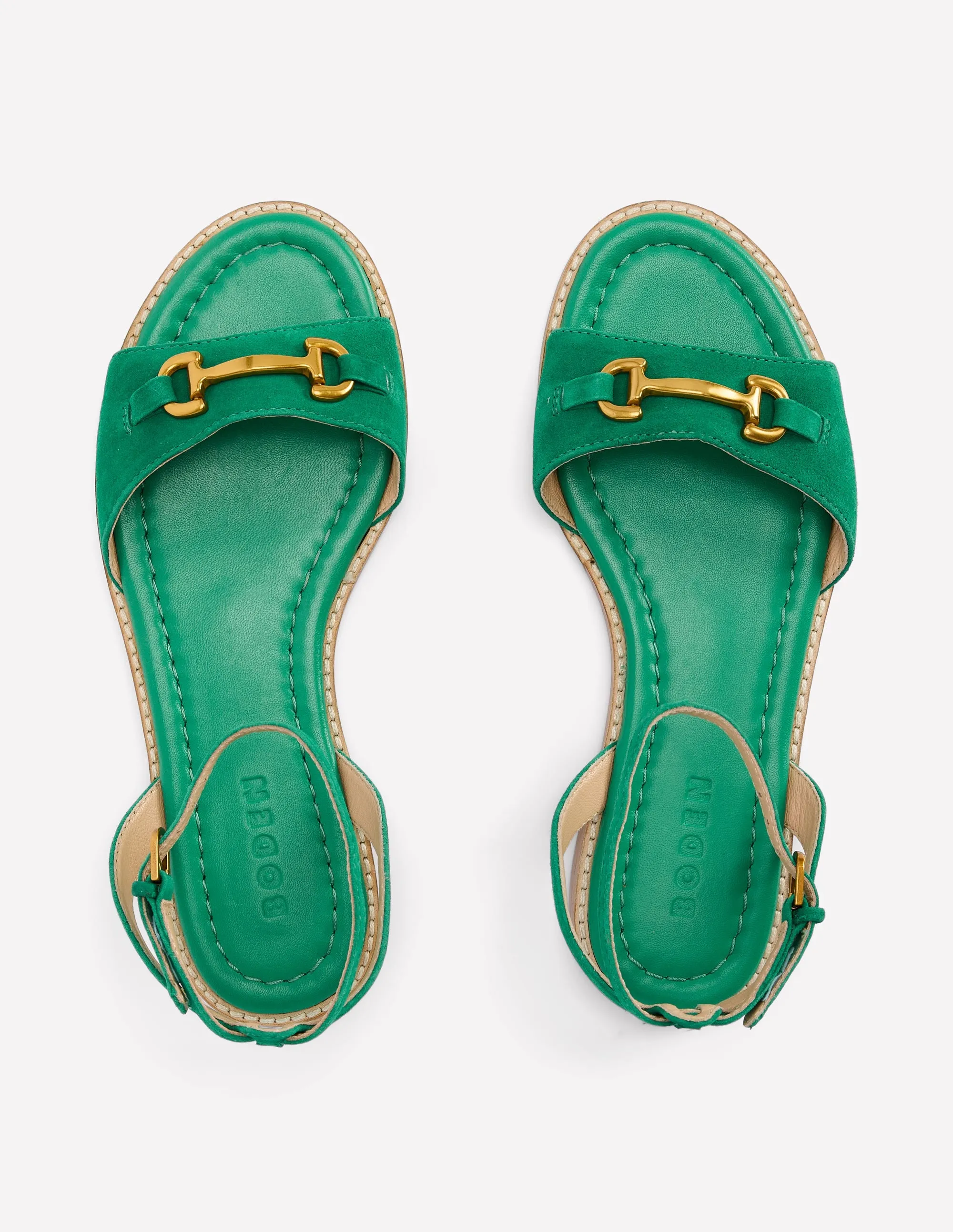 Iris Snaffle Flat Sandal-Rich Emerald