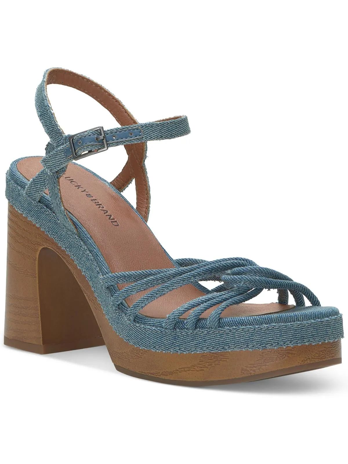 Ismene Womens Leather Buckle Platform Sandals