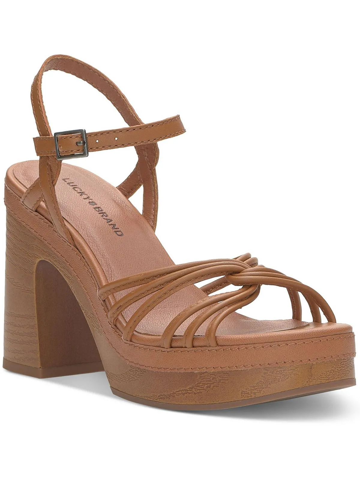 Ismene Womens Leather Buckle Platform Sandals