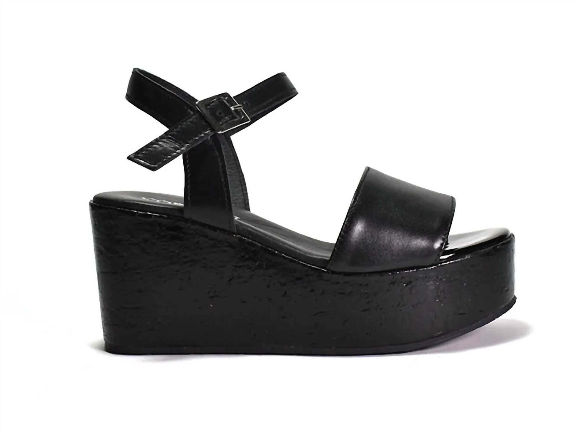 Junie Wedge In Black Leather