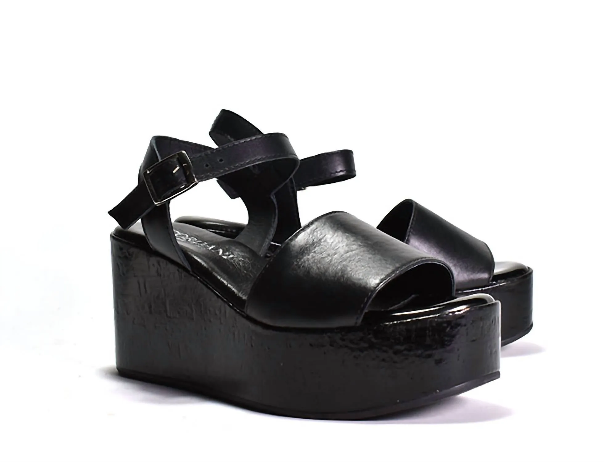 Junie Wedge In Black Leather