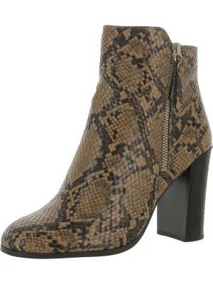 Justin Womens Leather Double Zipper Block Heel Boot