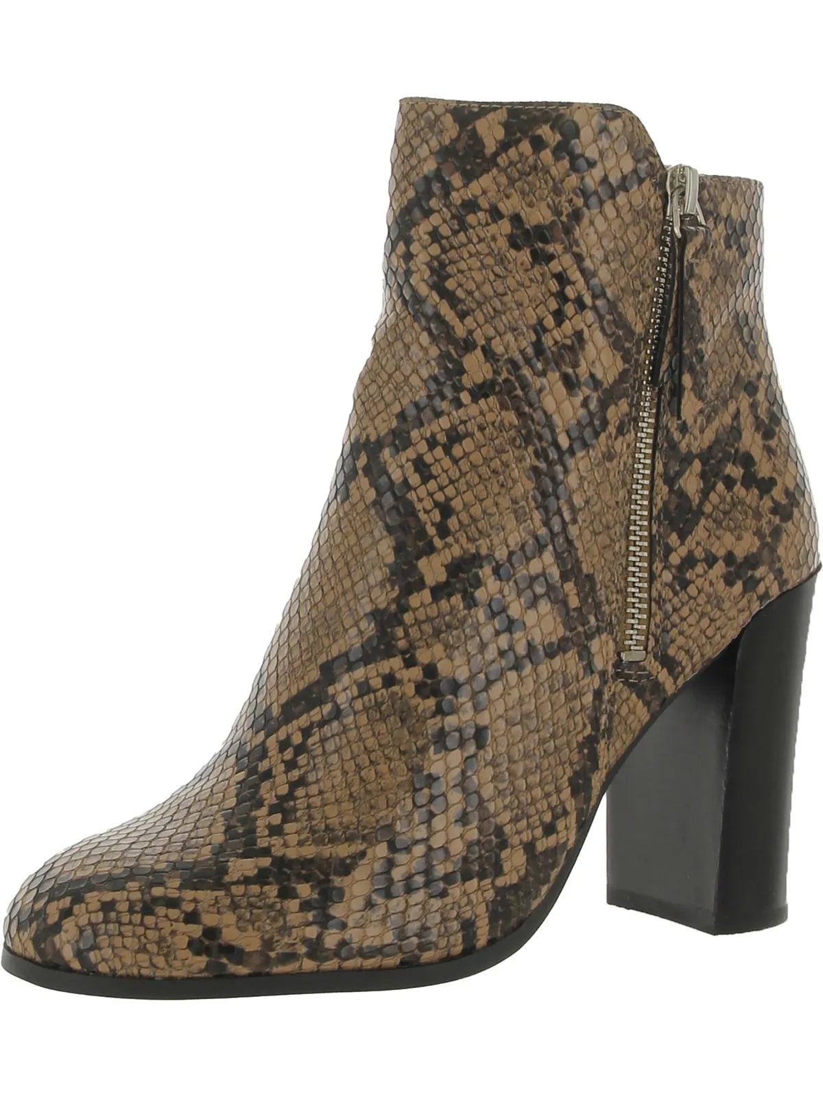 Justin Womens Leather Double Zipper Block Heel Boot